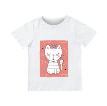Blank white kids t-shirt mock up template for your design, front and back view on transparent background.