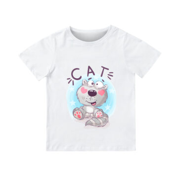 Blank white kids t-shirt mock up template for your design, front and back view on transparent background.